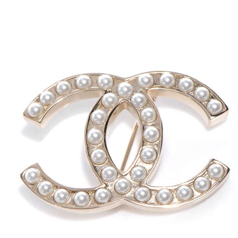 chanel gold and faux pearl beaded cc brooch|chanel brooches prices.